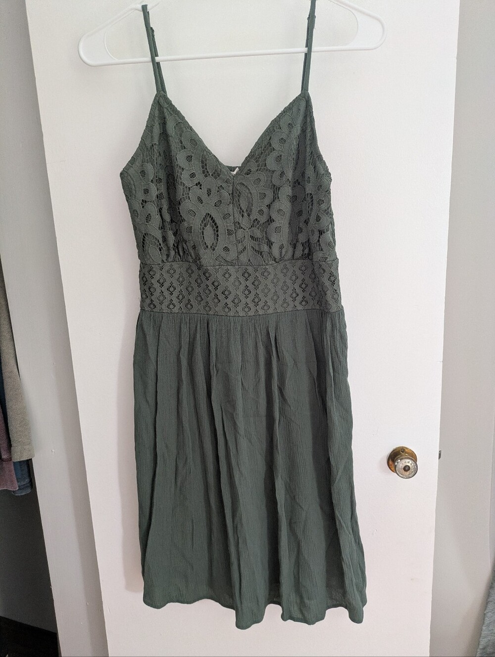 Maurices Olive Green Lace Bodice Spaghetti Strap Dress